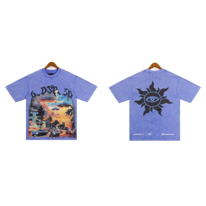 Washed Short-Sleeved Godspeed Motorcycle Style T-Shirt Car Print Summer Men'S Round Neck T-Shirt Trendy - Image 4
