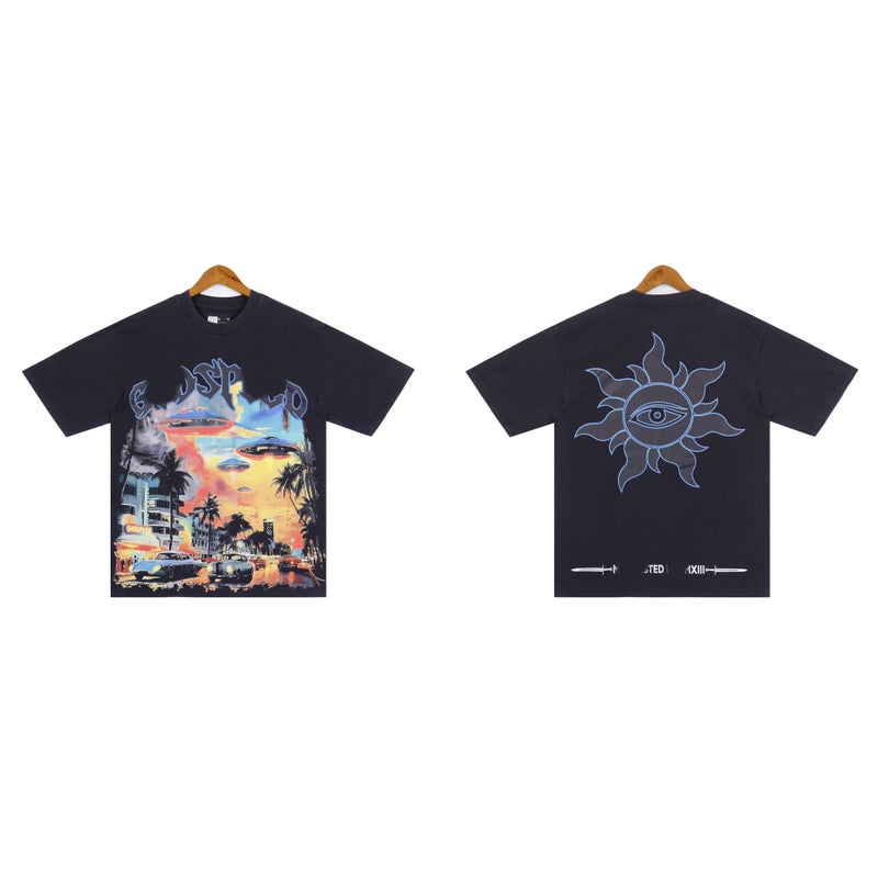 Washed Short-Sleeved Godspeed Motorcycle Style T-Shirt Car Print Summer Men'S Round Neck T-Shirt Trendy - Image 3