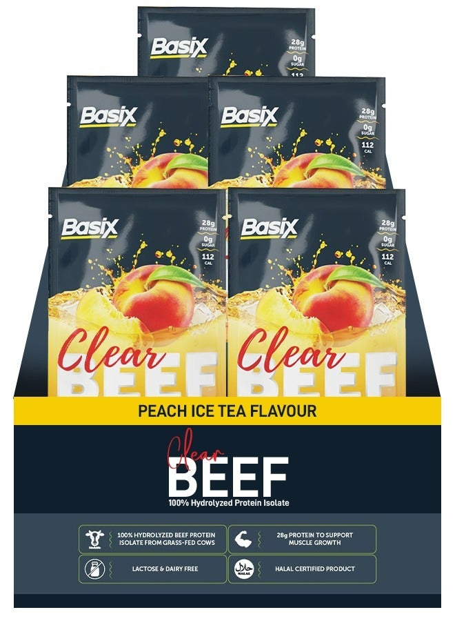 Basix Beef Protein Isolate Single Serve Sachets, Peach Ice Tea Flavour  5 X 30 G - Image 1
