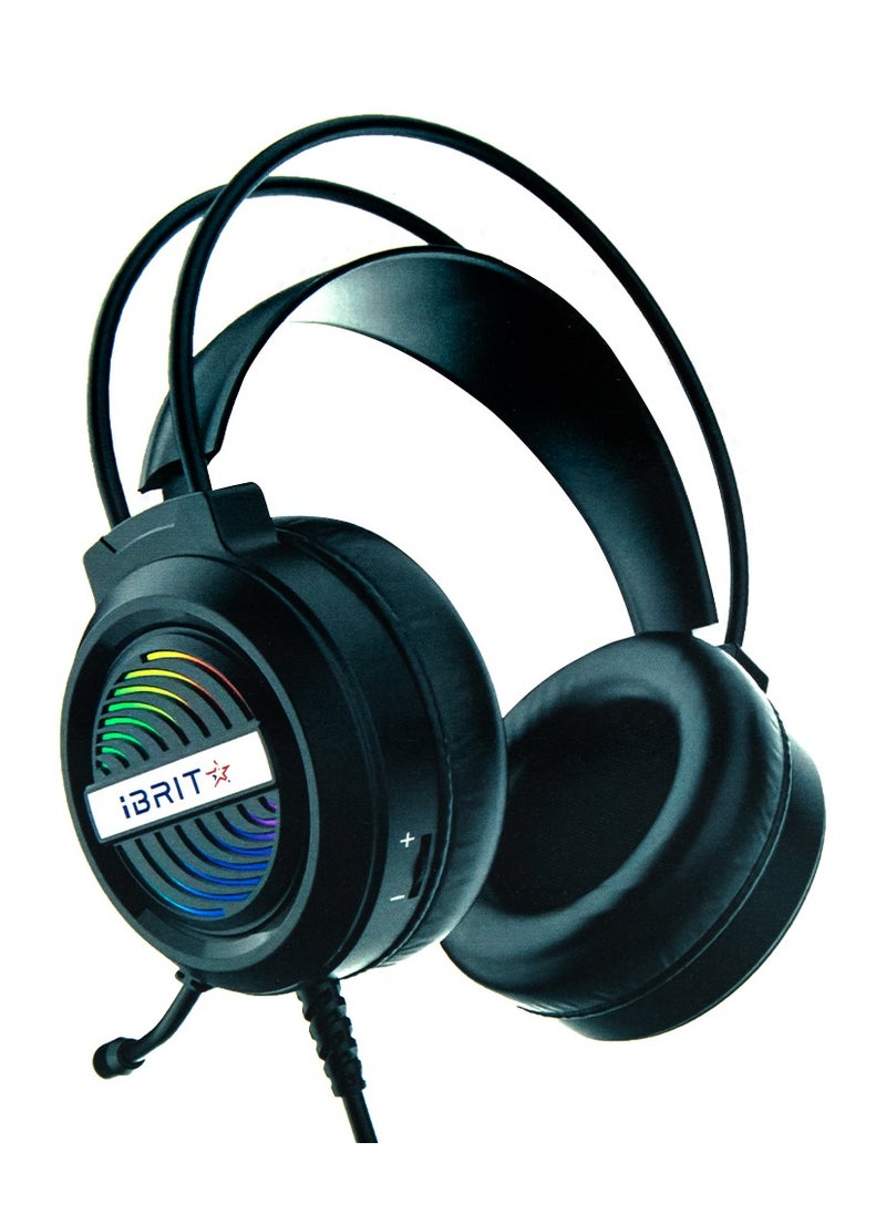 iBRIT Wired Gaming Headphone with USB+3.5mm Audio Jack, iBRIT Cloud-X - Black  - Image 1