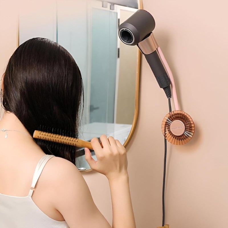 Wall Mounted Hair Dryer Holder, No-Drill Hair Dryer Stand for Bathroom, Self Adhesive Blow Dryer Organizer, Universal Hair Styling Tool Storage Rack, Luxury Bathroom Accessory - Image 4