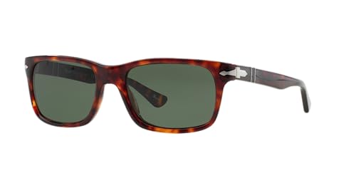 Persol PO3048S Rectangular Sunglasses, Havana/Green, 55 mm - Image 2