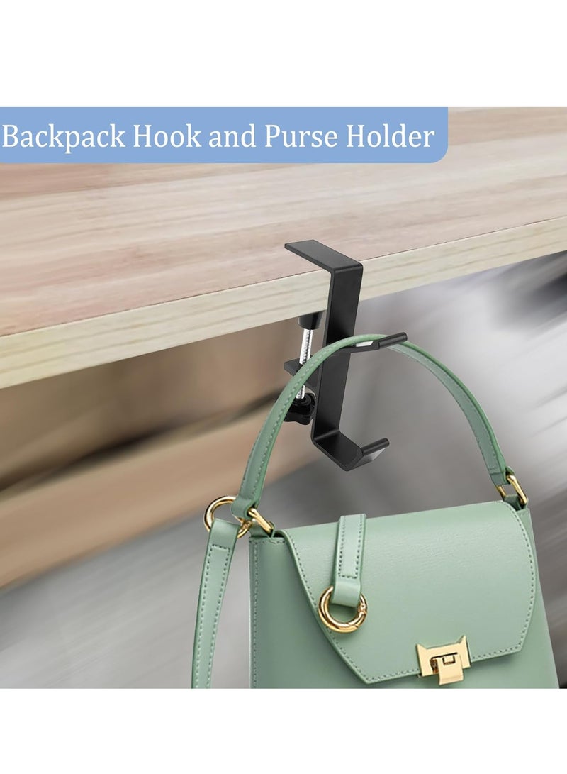 Desk Mount Bag Holder Hook Clamp, Portable Desk Mount Headphones Holder for Reduce Desk Clutter Table Desk Table Hanging Storage