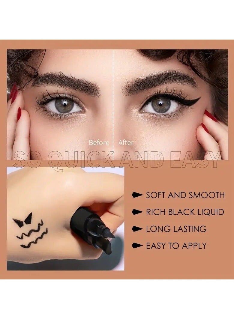Miss Rose Magic Double-Ended Seal Eyeliner Waterproof Winged Eyeliner Stamp Stick Black Charming Cat Eye Makeup - Image 2