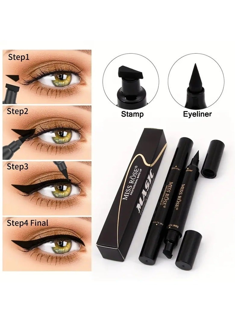 Miss Rose Magic Double-Ended Seal Eyeliner Waterproof Winged Eyeliner Stamp Stick Black Charming Cat Eye Makeup - Image 5