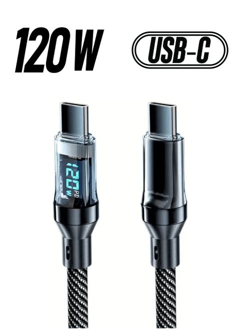 Smart Digital Display Fast Charging Data Cable - 120W Super Charger, Durable Nylon, High-Speed Data Transfer, Perfect for Home, Office, and Travel
