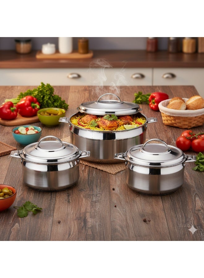 ماكسيما ✨ Maxima | طقم حافظات طعام ستيل فاخر (1000 | 1500 | 2500 مل) 🍲🔥 - Image 1