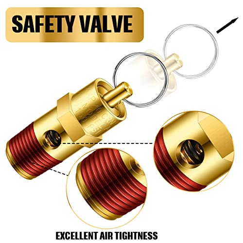 Bonuci 4 Pcs 1/4" Male NPT Safety Valve Air Compressor Pressure Relief Brass Safety Check Valve (150 psi Set Pressure) - Image 4