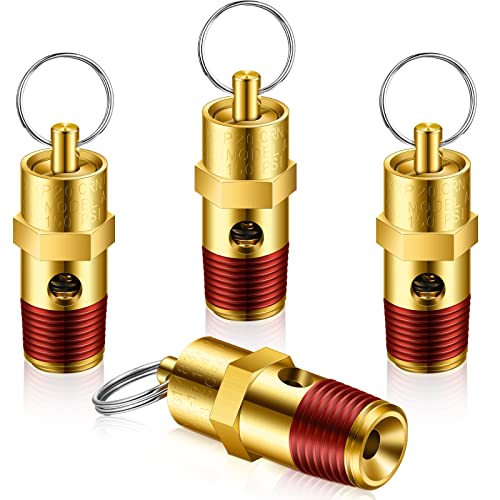 Bonuci 4 Pcs 1/4" Male NPT Safety Valve Air Compressor Pressure Relief Brass Safety Check Valve (150 psi Set Pressure) - Image 1