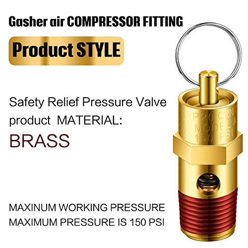 Bonuci 4 Pcs 1/4" Male NPT Safety Valve Air Compressor Pressure Relief Brass Safety Check Valve (150 psi Set Pressure) - Image 5