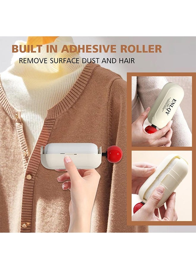 ENJOY Reusable Sticky Roller, lint remover, Lint Roller, Mini Portable Lint Roller for Clothes Pet Hair, 2 in 1 Washable Gel Handy Roller Lint with Scraper for Travel Office Home (White)  - Image 3