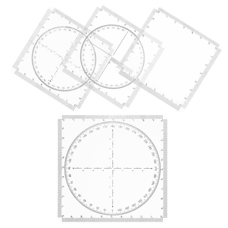 🧸 مساطر هندسية للطلاب مع وظائف رياضية مقاس 10 90 0 10 سم شفافة من مادة في سي طقم مكون من 2 - Image 3