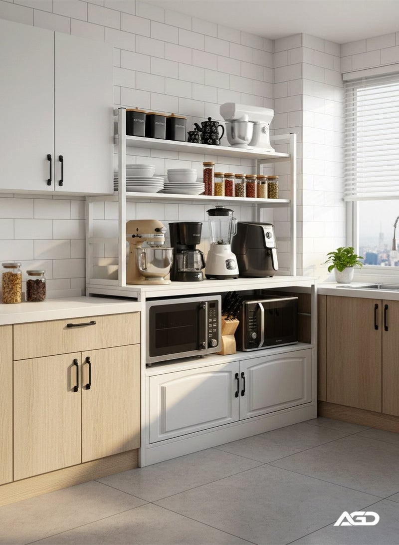 AGD Multi-Purpose Kitchen Buffet Cabinet, Side Cabinet for Storing Food and Coffee, white, 100x40x158 cm, Wood - Image 1