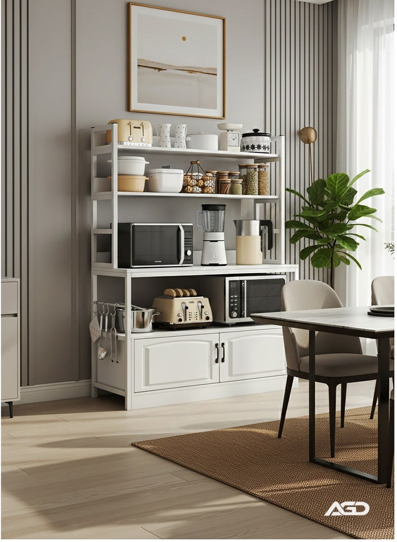 AGD Multi-Purpose Kitchen Buffet Cabinet, Side Cabinet for Storing Food and Coffee, white, 100x40x158 cm, Wood - Image 2