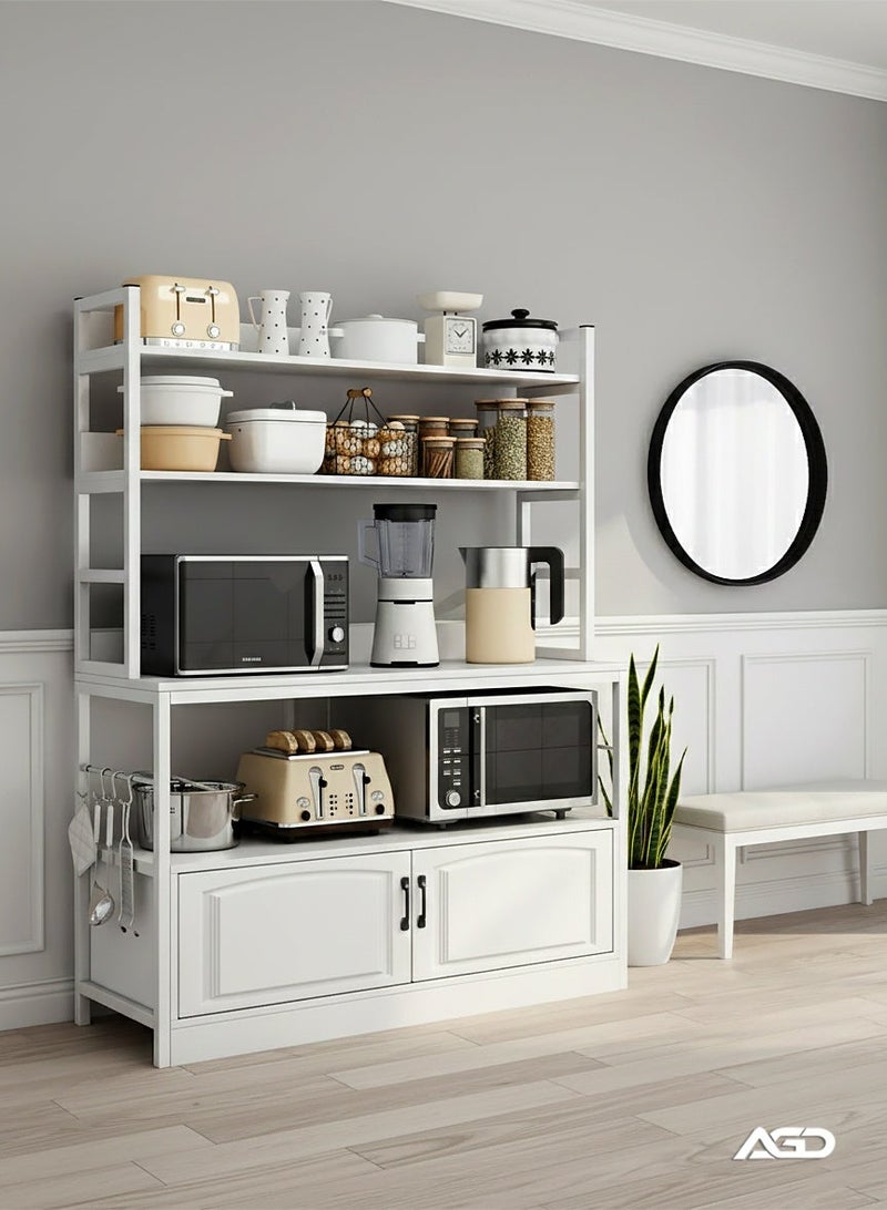 AGD Multi-Purpose Kitchen Buffet Cabinet, Side Cabinet for Storing Food and Coffee, white, 100x40x158 cm, Wood - Image 4