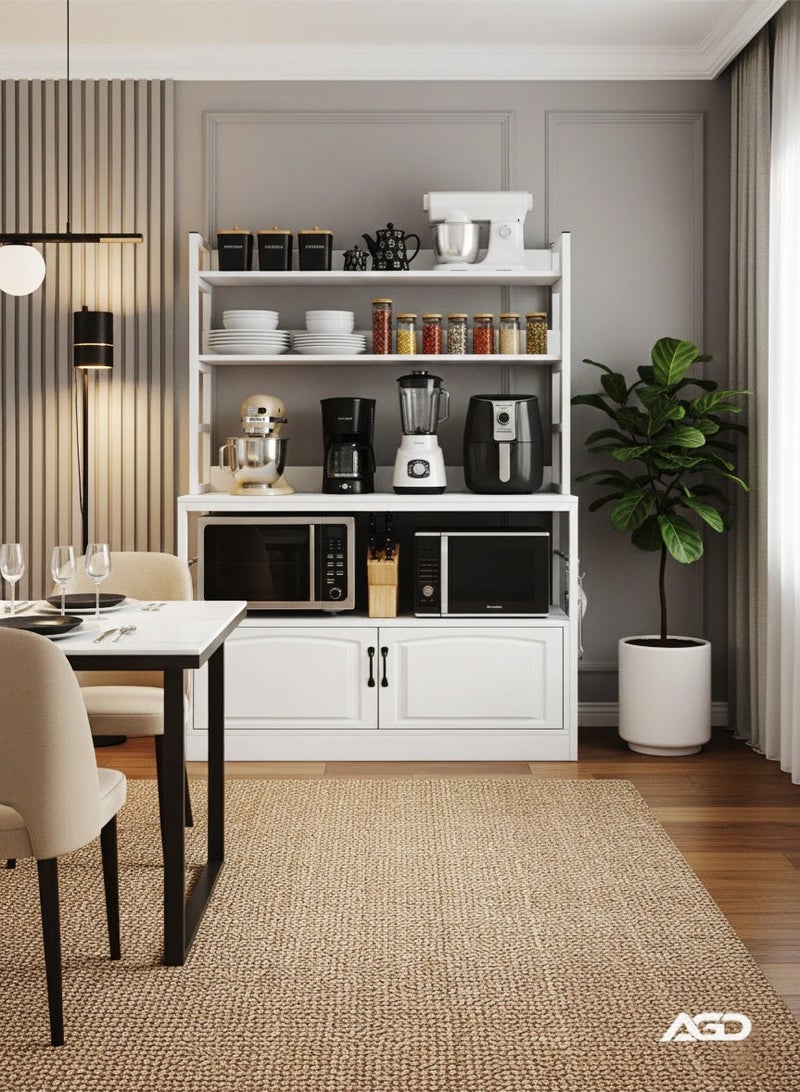 AGD Multi-Purpose Kitchen Buffet Cabinet, Side Cabinet for Storing Food and Coffee, white, 100x40x158 cm, Wood - Image 5