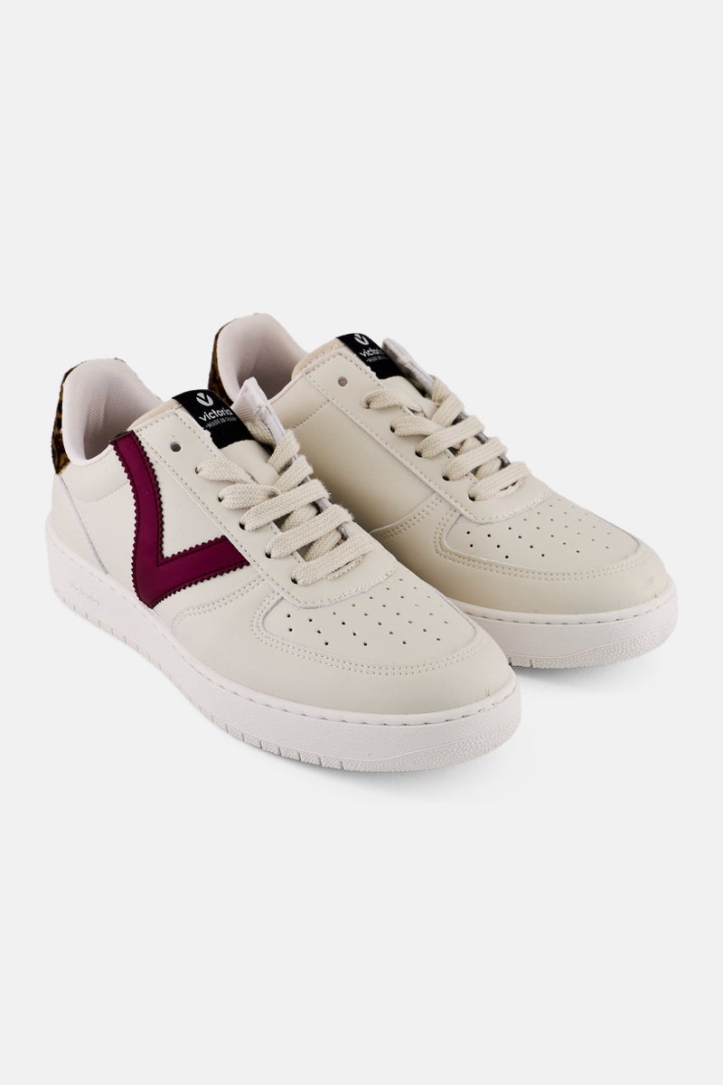 Victoria Women Lace Up Casual Shoes, Cream  - Image 1