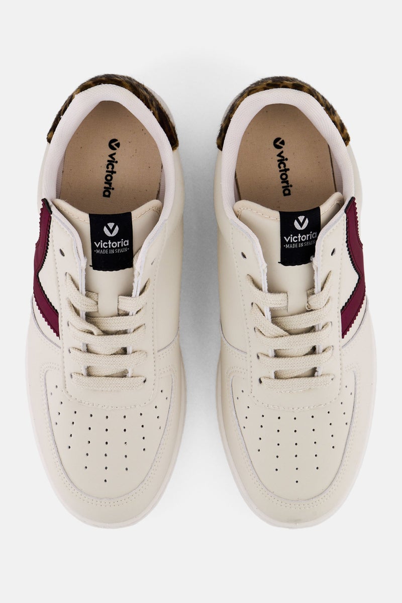 Victoria Women Lace Up Casual Shoes, Cream  - Image 3