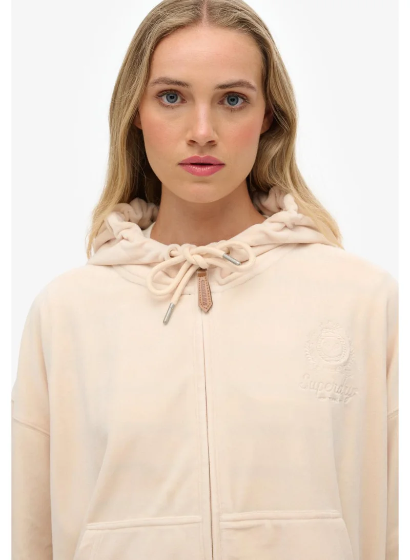 Superdry Country Club Velour Zip Hoodie