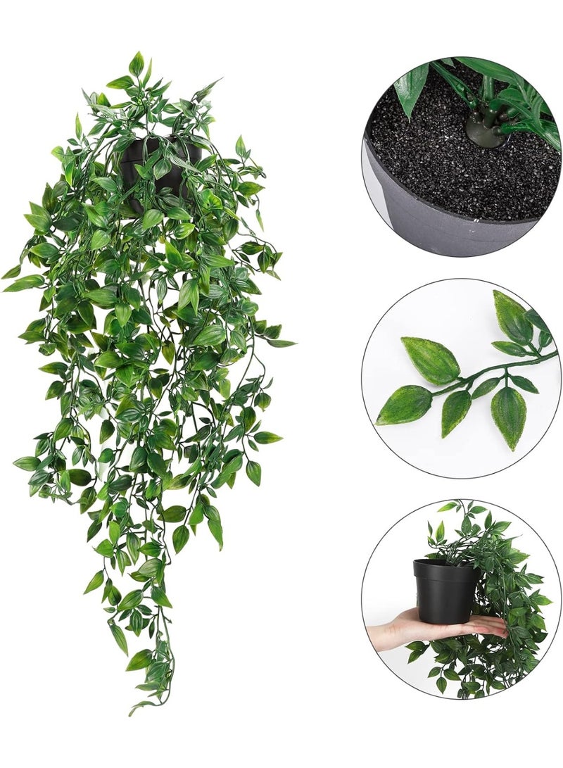 2pcs Fake Hanging Plants, Artificial Potted Plants for Indoor Outdoor Aesthetic Office Living Room Shelf Decor - Image 5