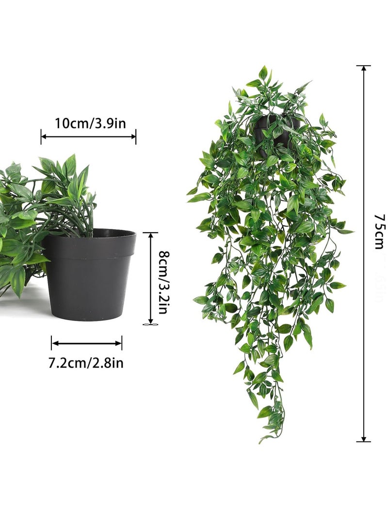 2pcs Fake Hanging Plants, Artificial Potted Plants for Indoor Outdoor Aesthetic Office Living Room Shelf Decor - Image 3