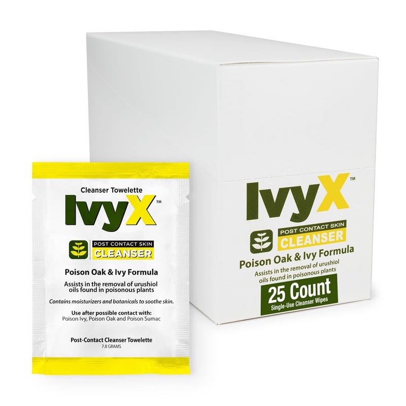 CoreTex Ivy X Post-Contact Poison Ivy Wipes - Pack of 25 Single-Use Poison Ivy Treatment Wipes to Assist in the Removal of Poison Ivy, Poison Oak, & Poison Sumac Oils - Poison Ivy Wash Wipes