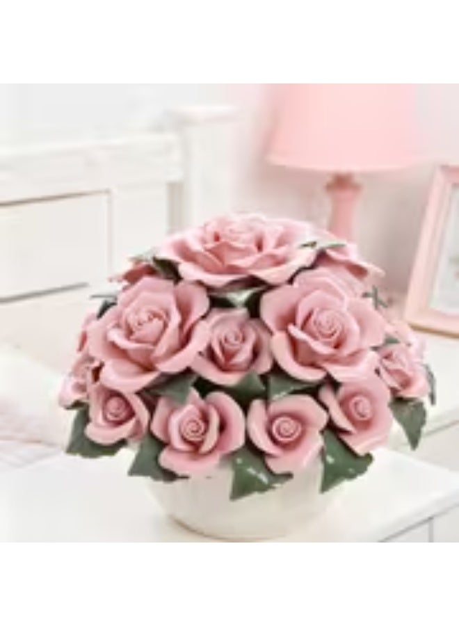 إيروريكس ديكور ورد خزفي أنيق – قطعة مركزية ملونة للطاولة بالأحمر والأزرق والوردي - Image 1