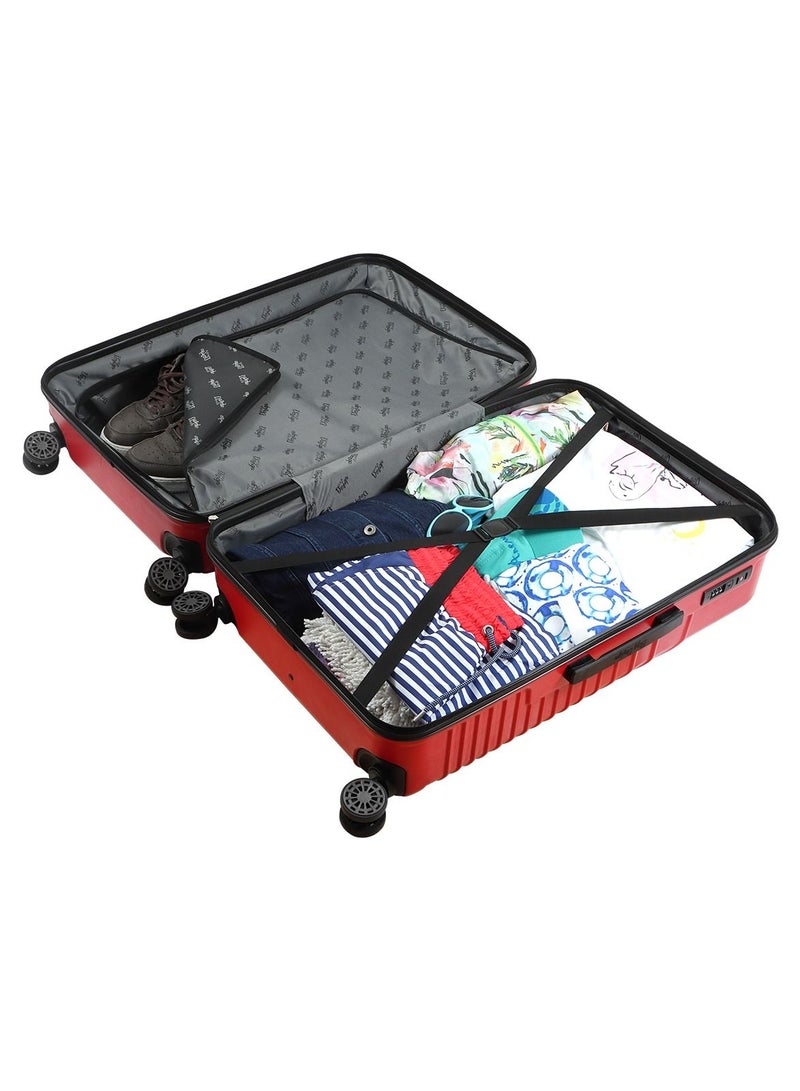 بيج ديزاين حقيبة سفر Biggdesign Cats، حمراء، كبيرة، حقيبة صلبة بعجلات دوّارة، حقائب سفر بنظام قفل، خفيفة الوزن، 28 إنش. - Image 4