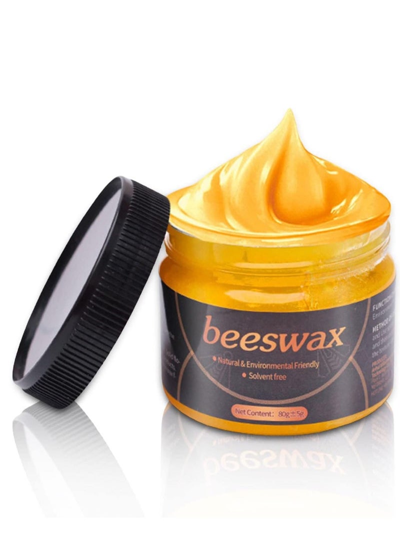Beeswax Furniture Polish, 80g Natural Wood Polish and Conditioner, Protect and Enhance The Shine, Wood Seasoning Beeswax for Wooden Furniture, Metal, Leather - Image 1