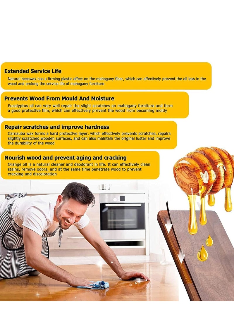 Beeswax Furniture Polish, 80g Natural Wood Polish and Conditioner, Protect and Enhance The Shine, Wood Seasoning Beeswax for Wooden Furniture, Metal, Leather - Image 4