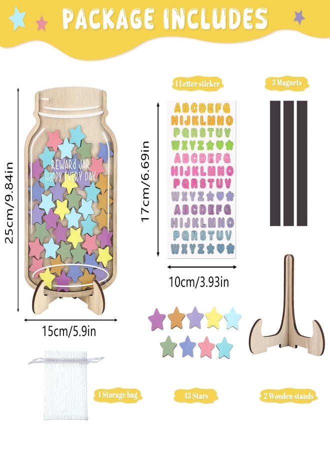 Fyguard 45Pcs Magnetic Reward Jar, Large 9.84 x 5.9“ Star Jar, Reward System for Kids Home Behavior School Classroom Incentives Potty Training with Colorful DIY Name Stickers - Image 2