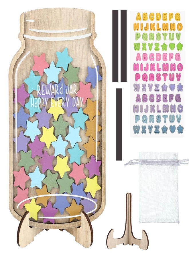Fyguard 45Pcs Magnetic Reward Jar, Large 9.84 x 5.9“ Star Jar, Reward System for Kids Home Behavior School Classroom Incentives Potty Training with Colorful DIY Name Stickers - Image 1