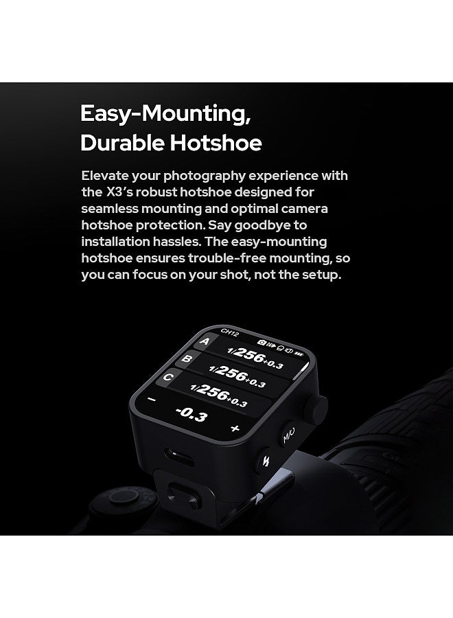 X3N 2.4G Wireless Flash Trigger Transmitter TTL Autoflash with Large OLED Touchscreen Multiple Flash Modes with USB Port 32 Channels 16 Groups Compatible with Nikon Cameras