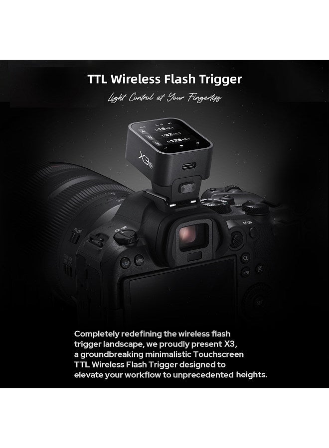 X3N 2.4G Wireless Flash Trigger Transmitter TTL Autoflash with Large OLED Touchscreen Multiple Flash Modes with USB Port 32 Channels 16 Groups Compatible with Nikon Cameras
