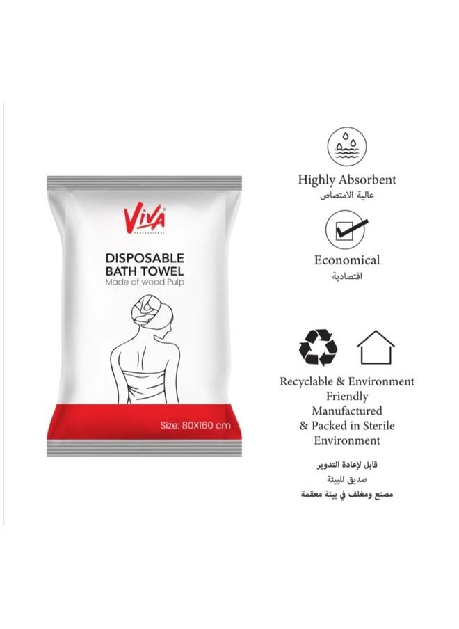Viva - Viva 1-Piece Disposable Bath Towel White 80x160cm - Image 1