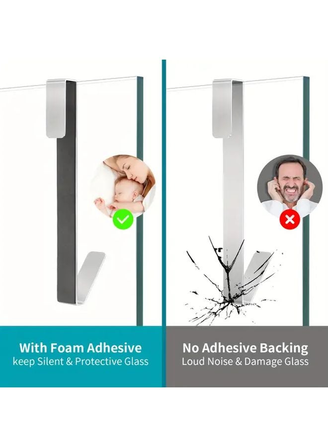 2 Pack Silvery Stainless Steel Over The Door Towel Hooks Rust Proof Bathroom Hooks - Image 3