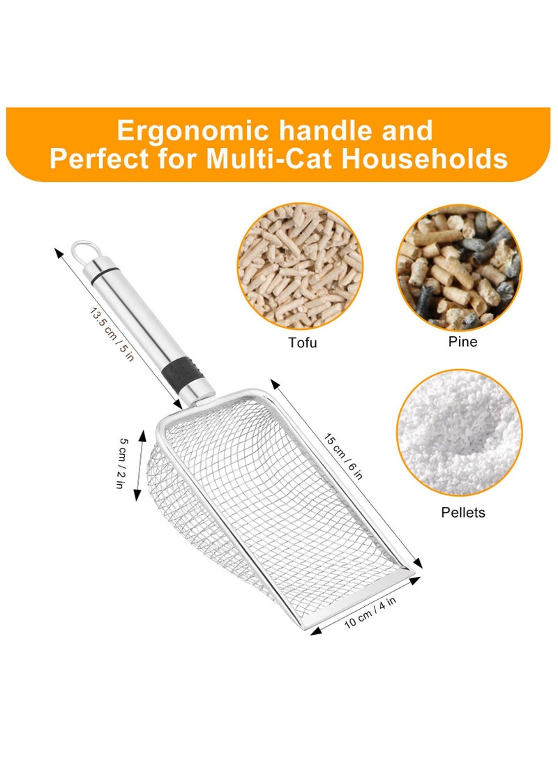 Winner Cat Litter Scoop 1PCS Stainless Steel Mesh Litter Shovel Poop Sifting Litter Box Scooper with 1 Self-Adhesive Hooks, Kitten Pooper Lifter for Litter Box - Image 2