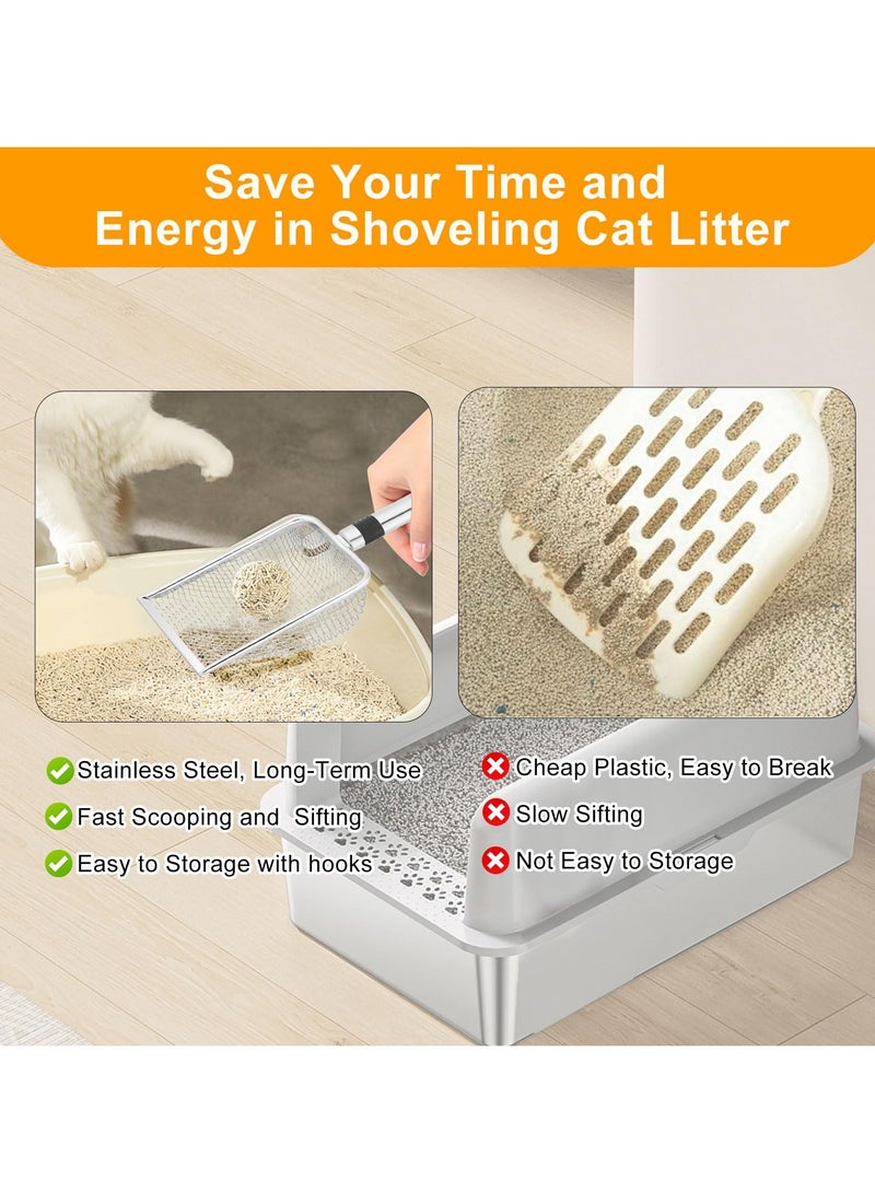 Winner Cat Litter Scoop 1PCS Stainless Steel Mesh Litter Shovel Poop Sifting Litter Box Scooper with 1 Self-Adhesive Hooks, Kitten Pooper Lifter for Litter Box - Image 5