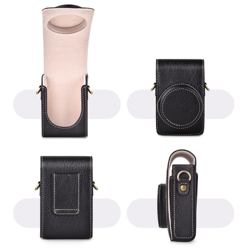 Rieibi Camera Case for Sony RX100 Series - Retro Leather Case for Sony ZV1F/ZV1/Ricoh GR IIIx/Ricoh GR III II/Panasonic LX9 LX10 LX15 - Sony Camera Carrying Bag Cover with Strap - Black - Image 5