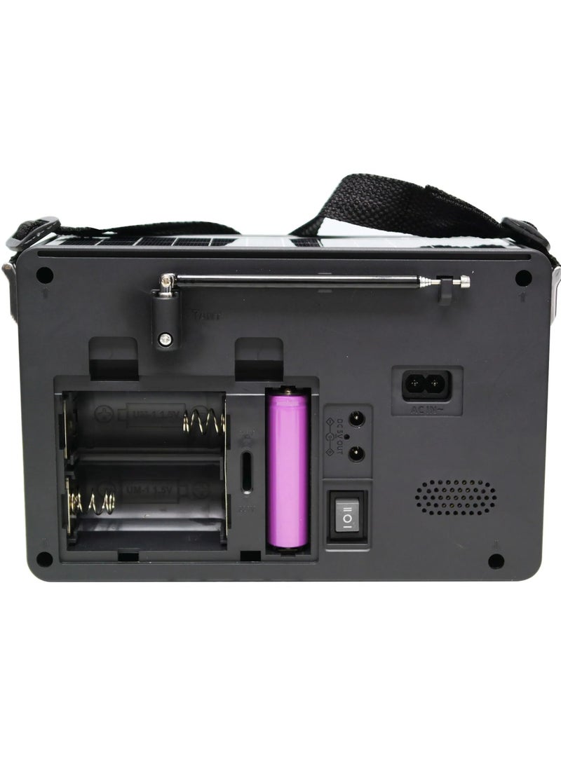 KEMAI - Vintage Portable 3-Band AM/FM/SW Radio with Bluetooth, MP3 Player, USB, Solar Panel, and Rechargeable Battery - Image 1