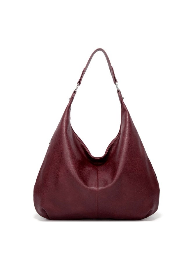 Women's Soft PU Leather Hobo Shoulder Bag with Zipper - Image 1