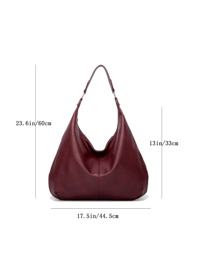 Women's Soft PU Leather Hobo Shoulder Bag with Zipper - Image 5