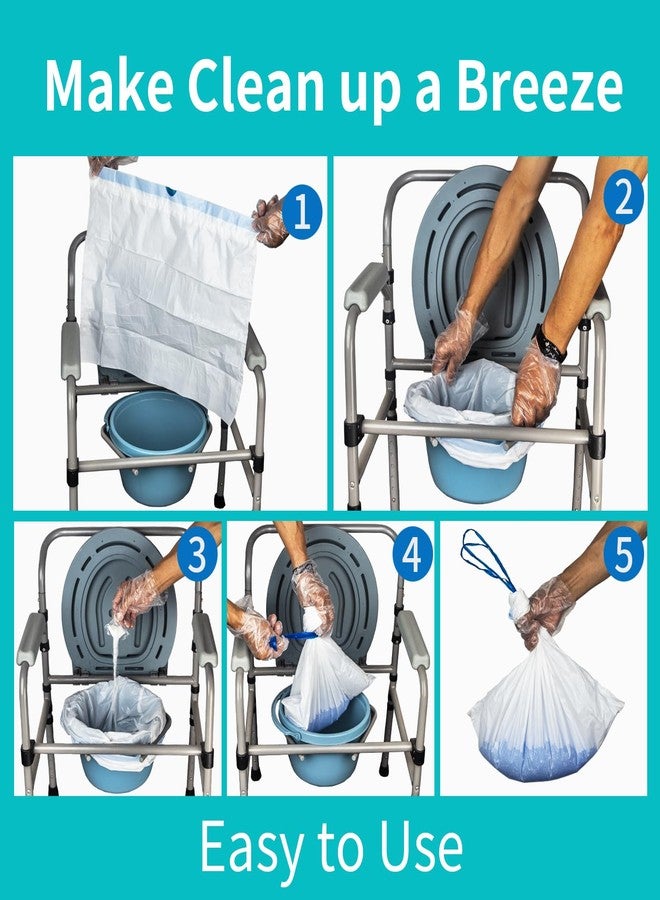 MINIVON Commode Liners Set - 120 Liners, 120 Absorbent Gel Packs, 240 Gloves, Universal Fit for Bedside Commodes and Portable Toilet Chairs, Leak-Proof and Odor Control - Image 4