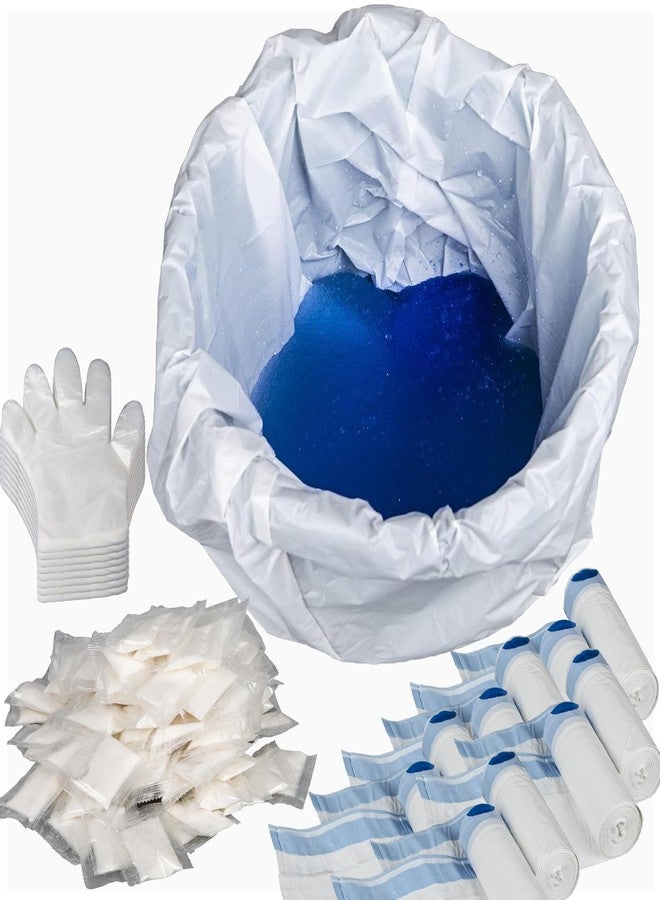 MINIVON Commode Liners Set - 120 Liners, 120 Absorbent Gel Packs, 240 Gloves, Universal Fit for Bedside Commodes and Portable Toilet Chairs, Leak-Proof and Odor Control - Image 1