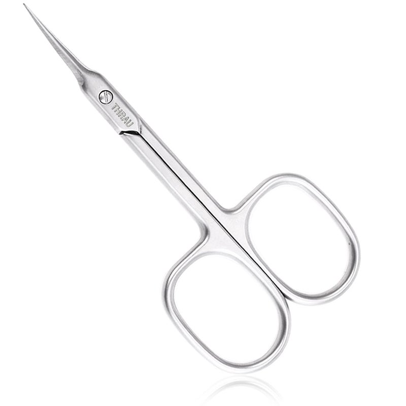 THRAU Cuticle Scissors Extra Fine for Manicure and Pedicure, Curved Blade Nail Scissors, Precise Pointed Tip Grooming Kit for Eyebrow, Eyelash, Trim Nail and Dry Skin, Small Scissors - Image 1
