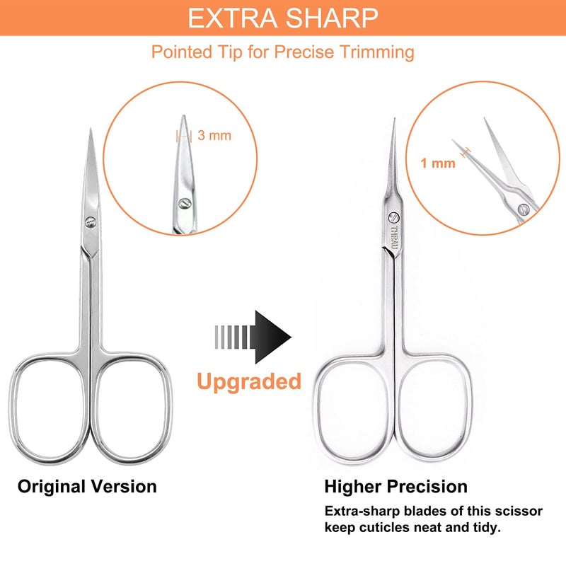 THRAU Cuticle Scissors Extra Fine for Manicure and Pedicure, Curved Blade Nail Scissors, Precise Pointed Tip Grooming Kit for Eyebrow, Eyelash, Trim Nail and Dry Skin, Small Scissors - Image 2
