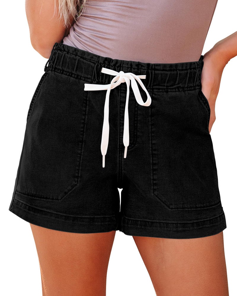 luvamia Shorts for Women Denim Jeans High Waisted Trendy Jorts Womens Jean Shorts Stretchy Washed Black Size Large US 12 to 14 - Image 1