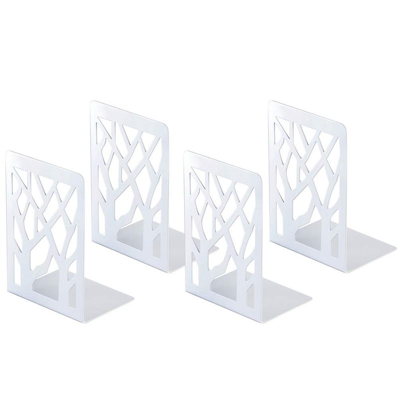 INNÃ”PLUS Book Ends, Bookends, Bookends for Shelves, Bookend, Book Ends for Heavy Books, White Metal Book Shelf Holder Home Decorative, Book Stoppers for Shelves, Bookend Supports 2 Pair - Image 1