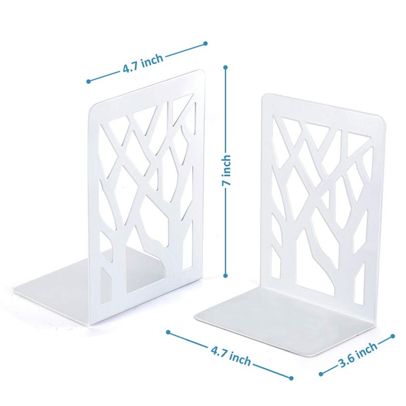 INNÃ”PLUS Book Ends, Bookends, Bookends for Shelves, Bookend, Book Ends for Heavy Books, White Metal Book Shelf Holder Home Decorative, Book Stoppers for Shelves, Bookend Supports 2 Pair - Image 4