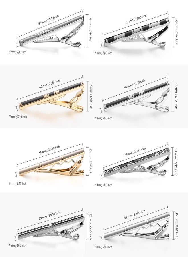 wynameleri Classic Tie Bars Clips 8 PCS, Business Shirt Necktie Pin Pinch Clip Set for Men T0308021 - Image 3